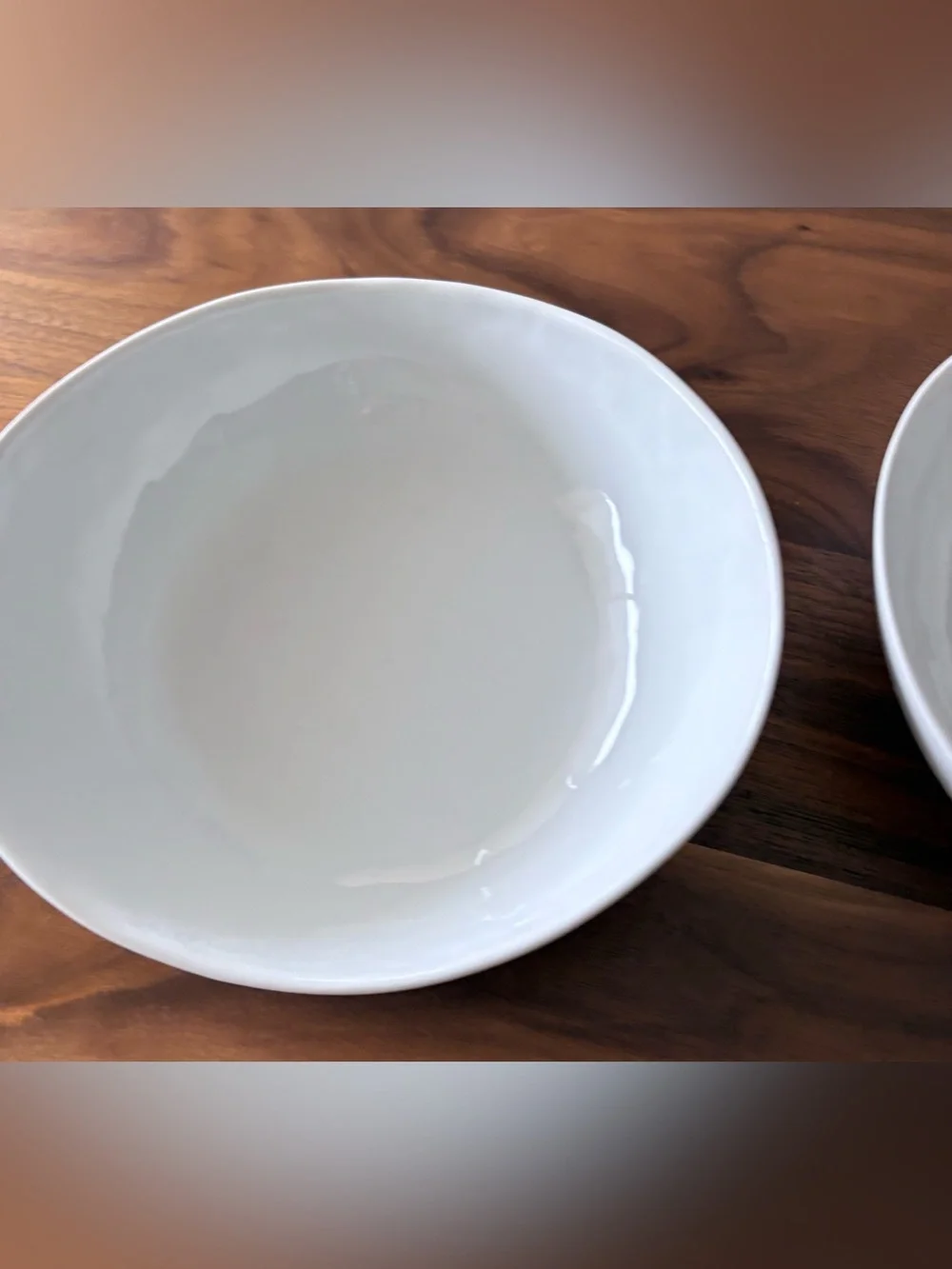 2 x Crate & Barrel Mercer White Porcelain Serving Bowls Set of 2 Modern Ceramic